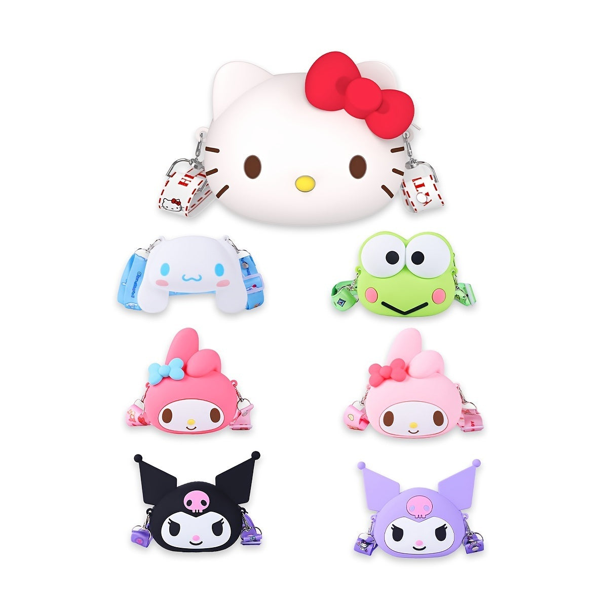 3D Sanrio Cartoon Silicone Shoulder Bag; Hello Kitty Bag; Crossbody Shoulder Purse; Handbag; Cartoon Silicone Accessories
