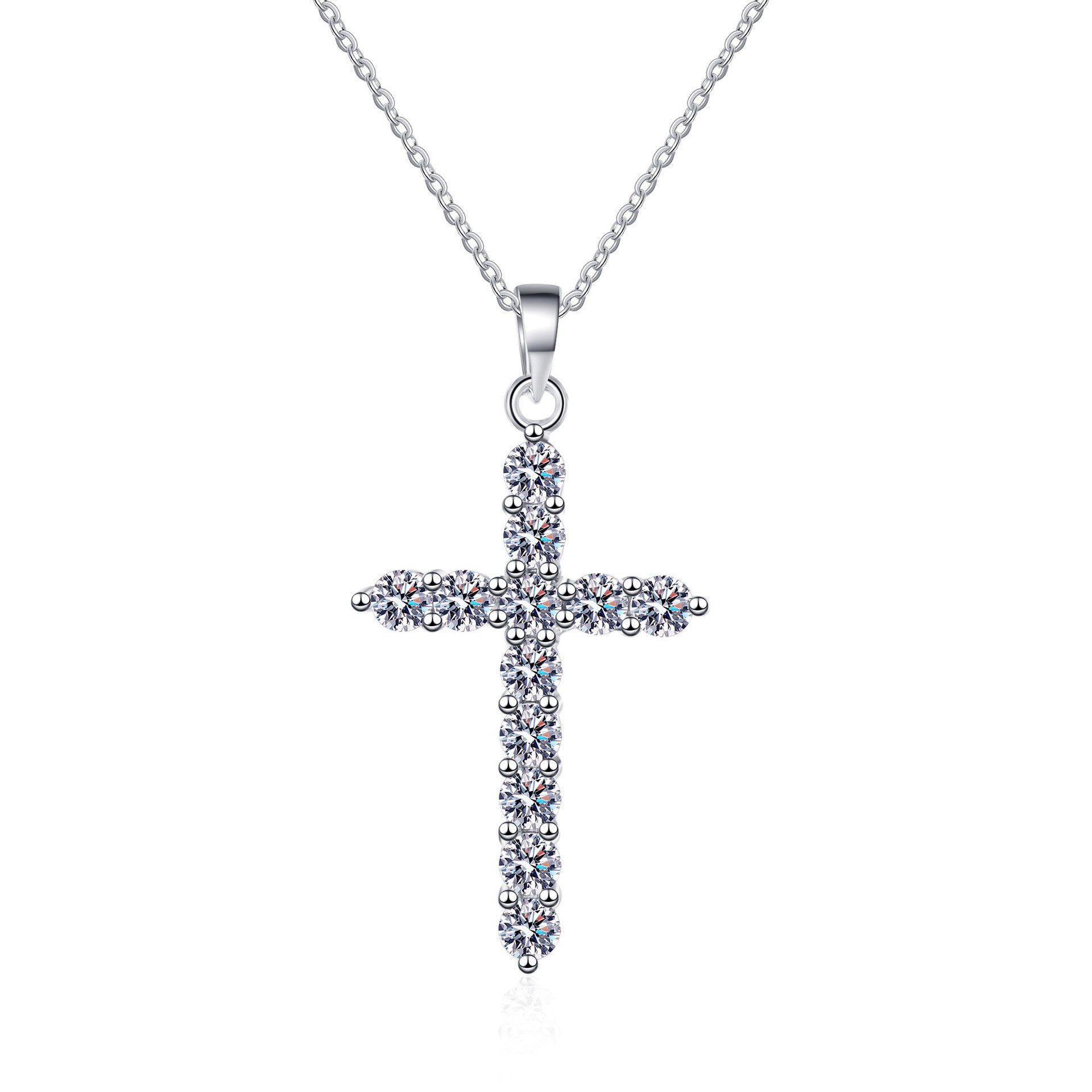 925 Sterling Silver Necklace Female Mosanite Cross Choker PT950 Gold Clavicle Chain Jewellery