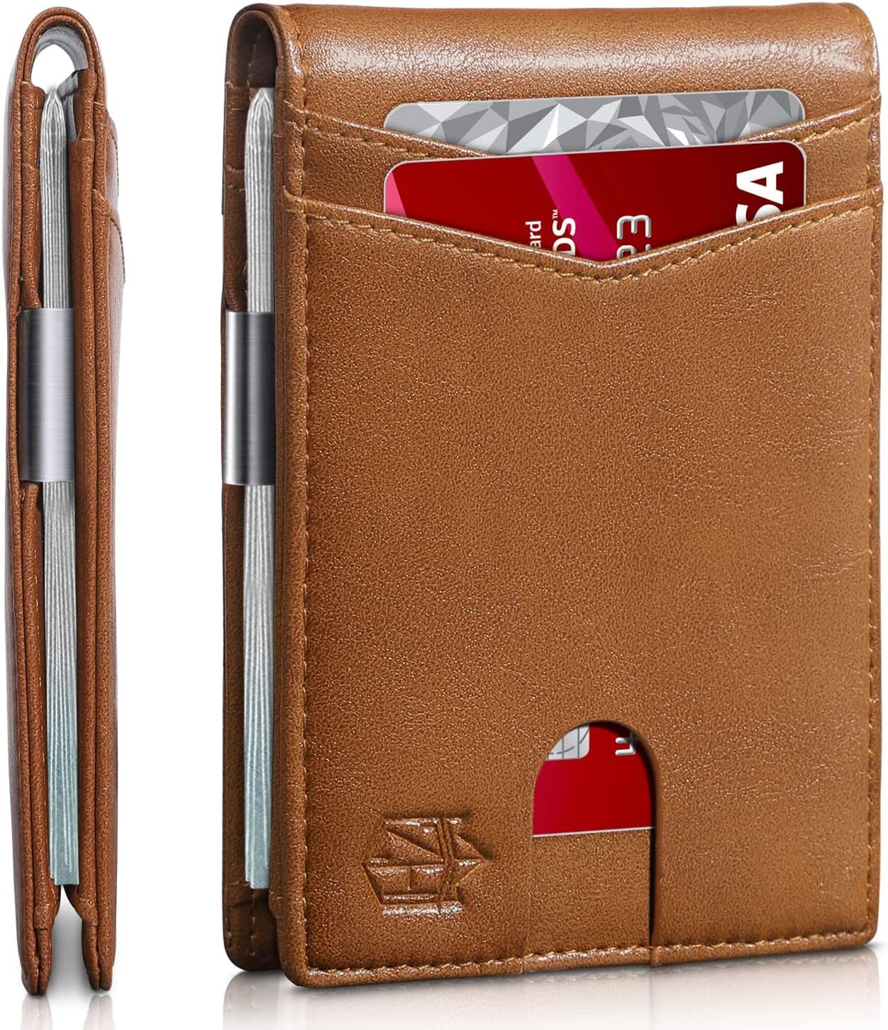 Wallet for Men Slim with 12 Slots Men's RFID Wallet Minimalist Front Pocket Money Clip Wallet with ID Window Gift Box
