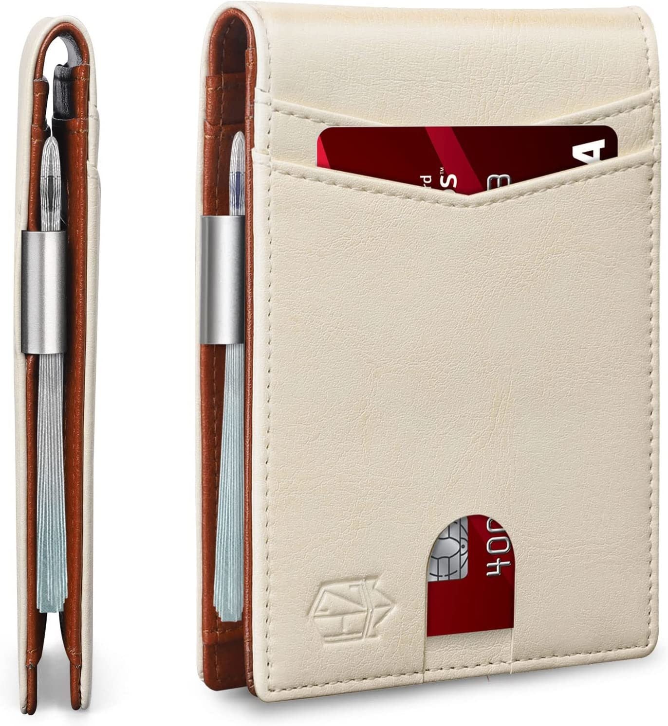 Wallet for Men Slim with 12 Slots Men's RFID Wallet Minimalist Front Pocket Money Clip Wallet with ID Window Gift Box