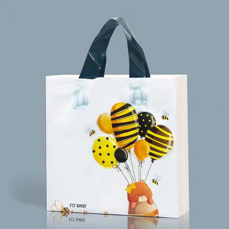 Cartoon Plastic Bags Balloon Bear Pattern Tote Bag Suitable For Food; Clothes; Daily Necessities Shopping Gift Bags