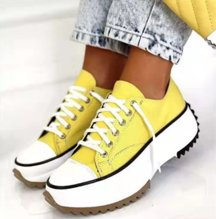 Spring women's new low top thick soled canvas shoes female sticky rubber shoes flat heels casual shoes single shoes female