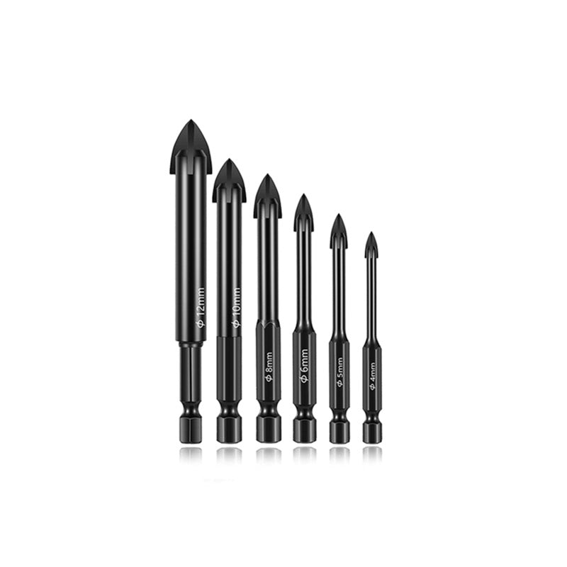 Glass Concrete Drill Bit Set Cross Hex Tile Ceramic Drill Bits Cemented Carbide Set Universal Drilling Tool Hole Opener for Wall