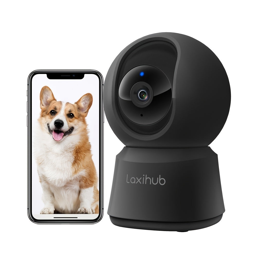Laxihub 5MP Wi-Fi Surveillance Camera Baby Monitor 360° Indoor Home Black Security PT Camera 2K+ Night Vision Wi-Fi Cam For Pet Nanny P2F Without TF/SD Card