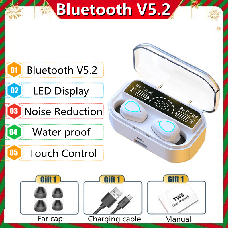 TWS Wireless Bluetooth 5.2 Headphone Stereo Sports Waterproof Earhook Earphones With Microphone Charging Box