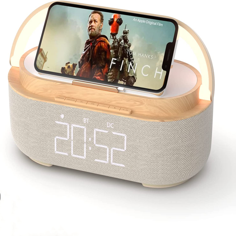 Digital Alarm Clock Radio Bluetooth Speaker Wireless Charger Snooze LED Display Wireless Speaker Loud Alarm Clock Sound Charger