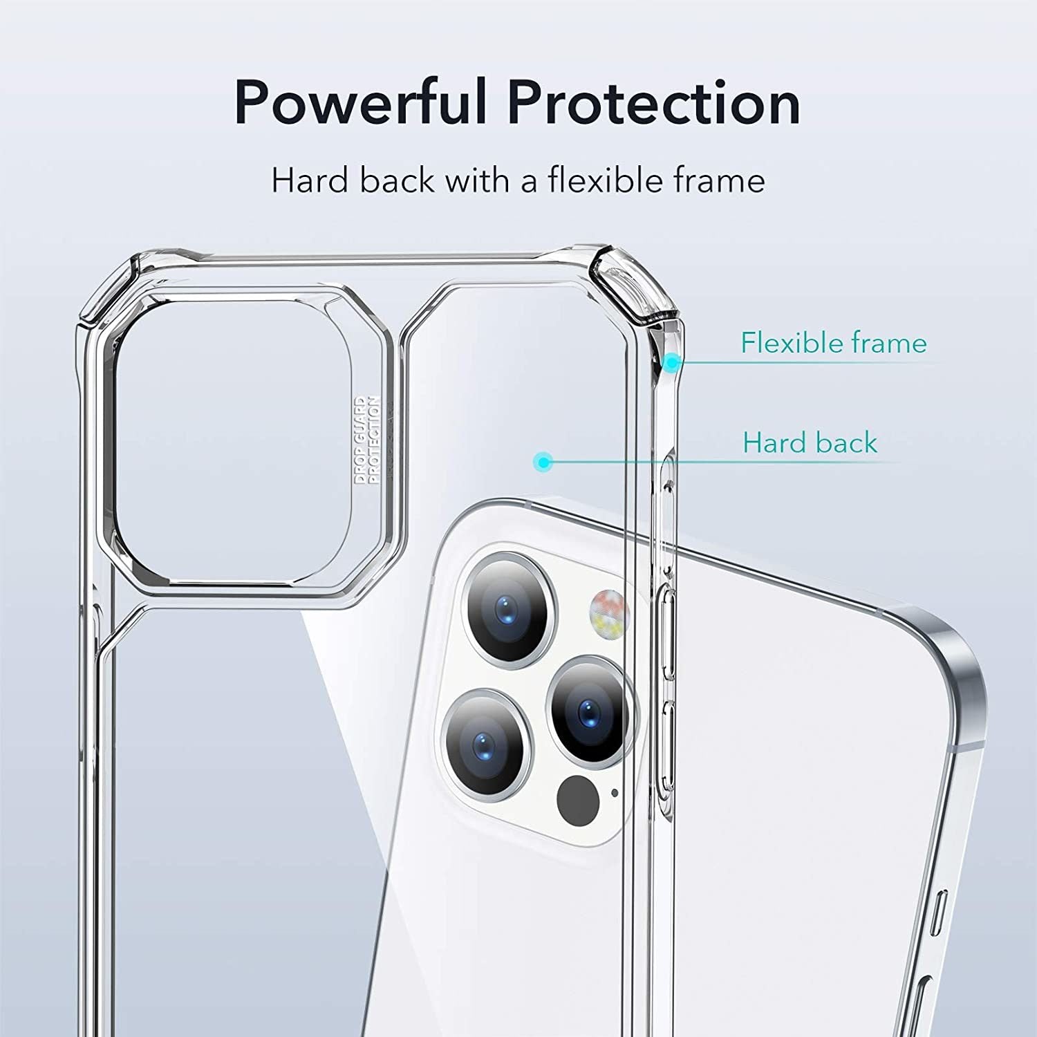 ESR Air Armor Compatible with iPhone 12 Pro Max Case [Military-Grade Drop Protection][Shock-Absorbing Corners] [Anti-Yellowing Hard Back] [Scratch Resistant] [Flexible Frame] 6.7"; Crystal Clear