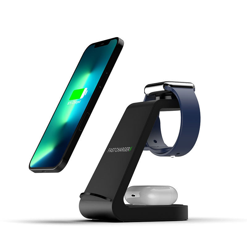 New vertical wireless charging three in one mobile phone holder for Apple 14 watch headset 15W multi in one charging