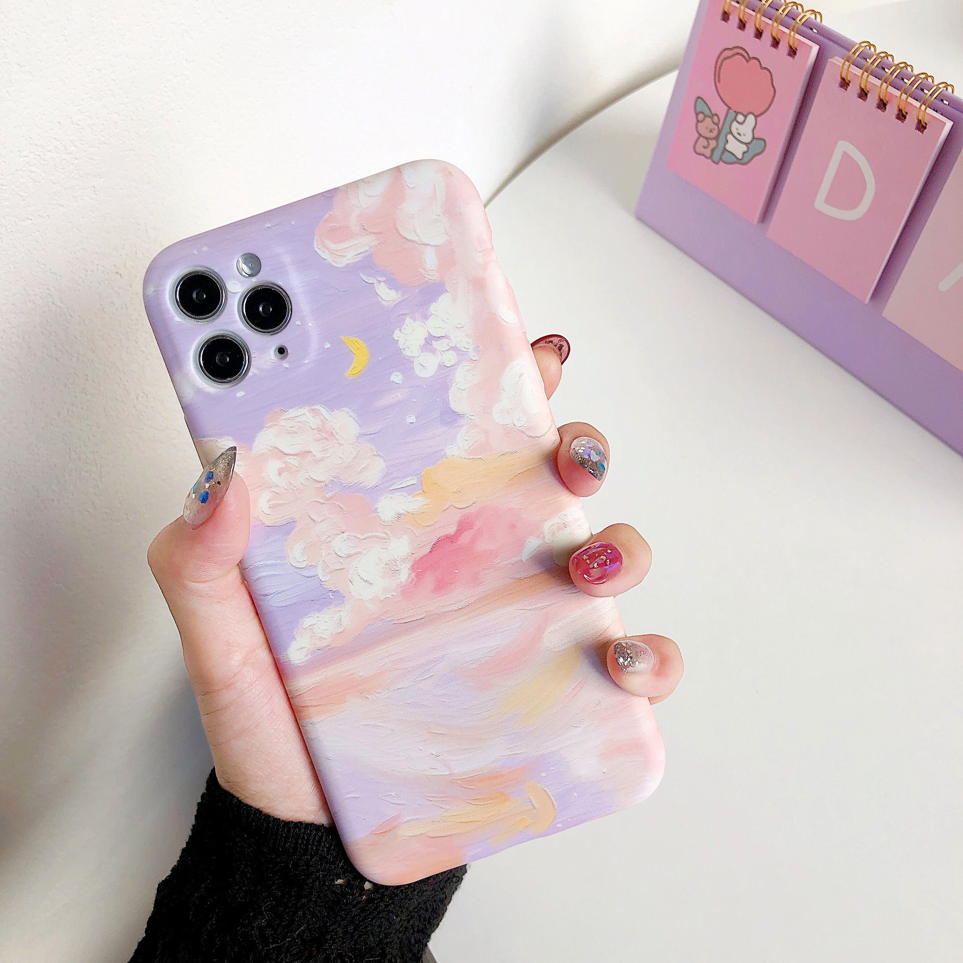 Painted pink clouds for 13/14ProMax Apple XS/XR phone case iPhone 11 soft shell 12 Korean style