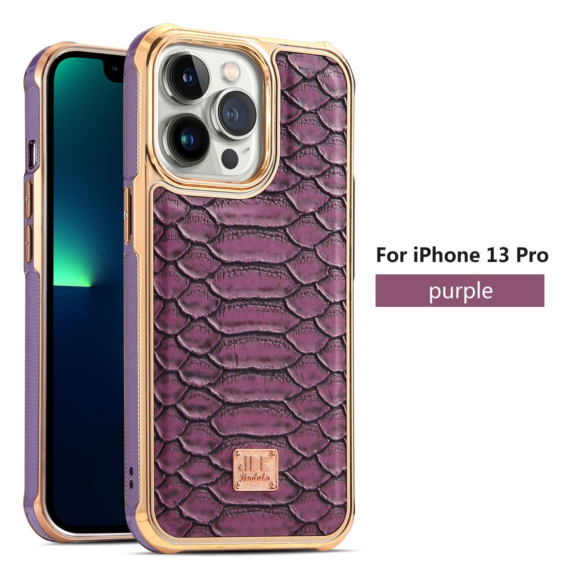 Applicable to IP14promax mobile phone case Apple 13PROMAX skin affixed mobile phone protective case Snake skin cross-border