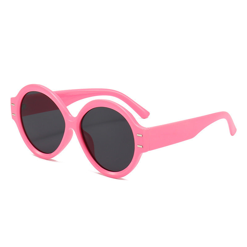 Round big frame; four pieces of horizontal rice jelly color; personalized sunglasses; sunglasses; sunglasses and sunglasses