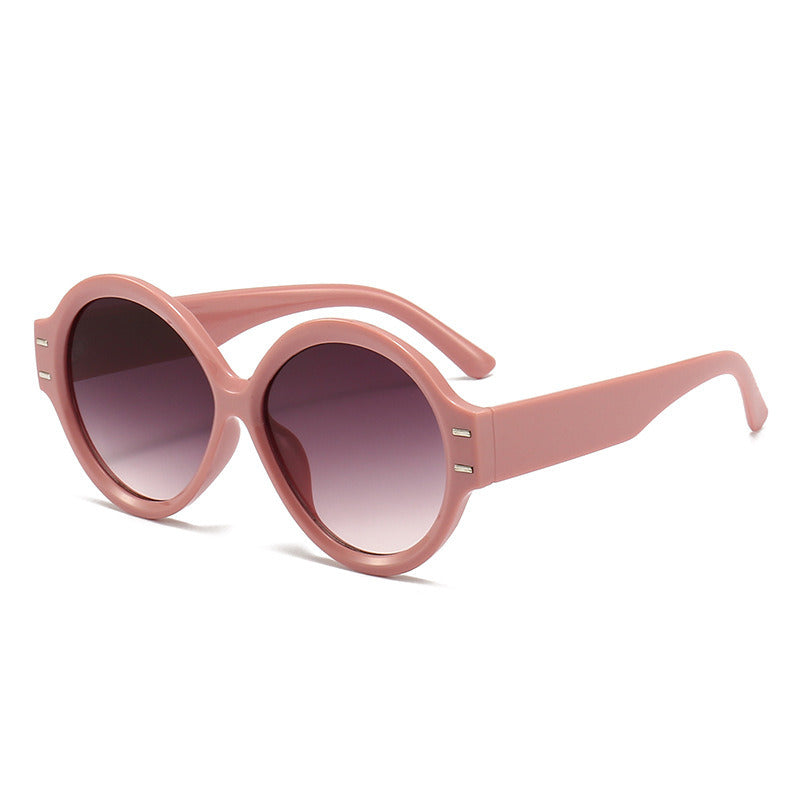 Round big frame; four pieces of horizontal rice jelly color; personalized sunglasses; sunglasses; sunglasses and sunglasses