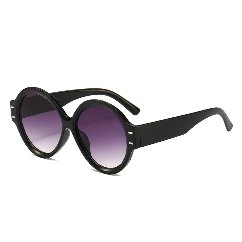 Round big frame; four pieces of horizontal rice jelly color; personalized sunglasses; sunglasses; sunglasses and sunglasses