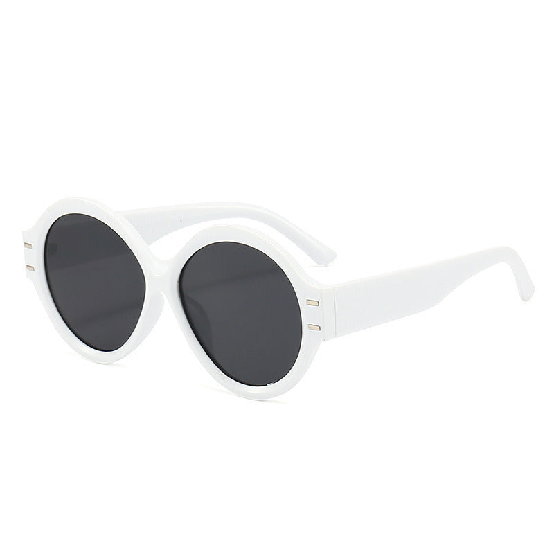 Round big frame; four pieces of horizontal rice jelly color; personalized sunglasses; sunglasses; sunglasses and sunglasses