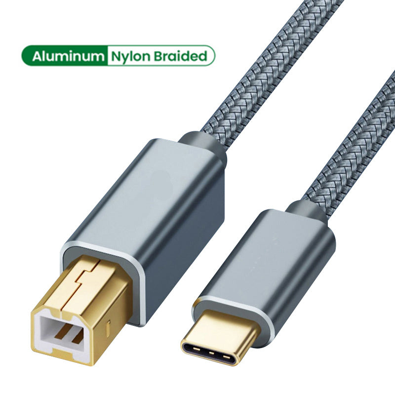 USB C to USB B 2.0 Printer Cable Braided Printer Scanner for Epson HP Canon Brother MacBook Pro Samsung MIDI Controlle Cable