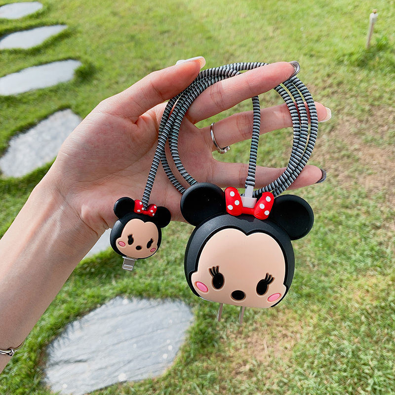 Cartoon Disney Cable Protector For iPhone 11 12 iPad 18W 20W Data Line Silicone Fast Charger Cable Winder Protection Organizer