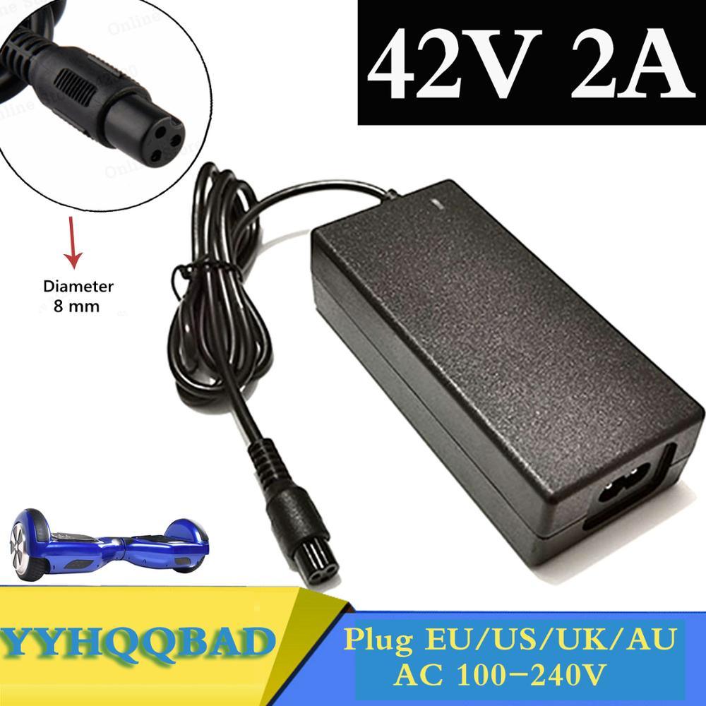 42V 2A Universal Battery Charger; 100-240VAC Power Supply for Self Balancing Scooter hoverboard charger UK/EU/US/AU Plug