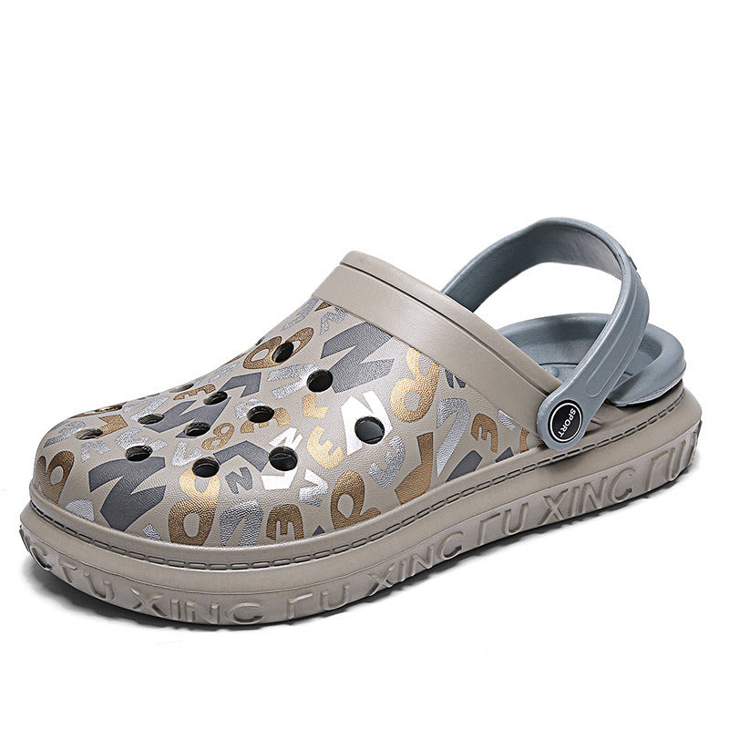 Men's Clogs; casual shoes; printed sandals; casual beach shoes; non-slip sandals; Platform slippers