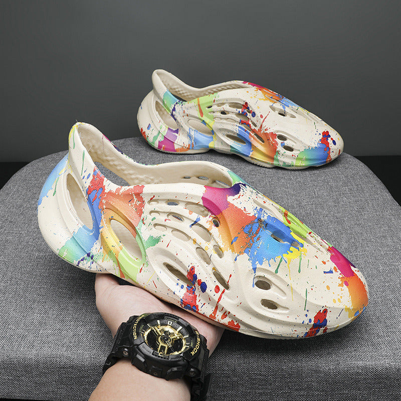 Clogs For Men; Men's hole shoes; hollow beach shoes; camouflage sandals; all inclusive personalized men's sandals