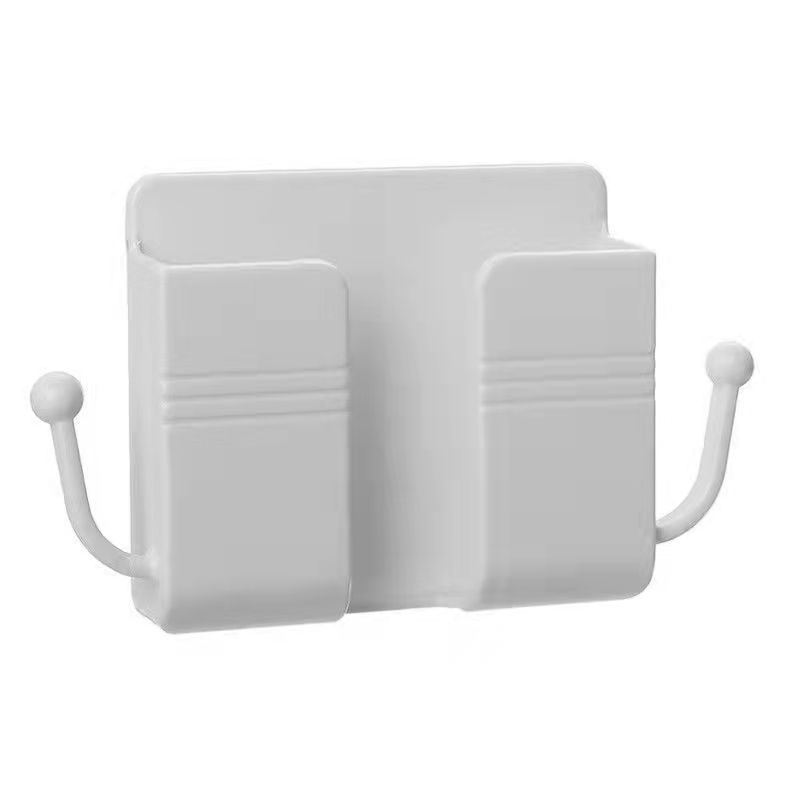 Wall Mount Phone Holder With Hooks; Storage Box For Mobile Phone Remote Control; Storage Box For Bedroom; Kitchen; Bathroom; Office