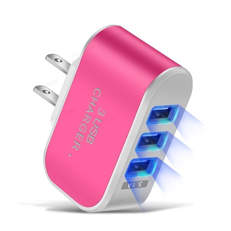 10W Candy Color 3 USB Ports Wall Home Charging Adapter With Indicator For Apple Android Smartphones Tablets