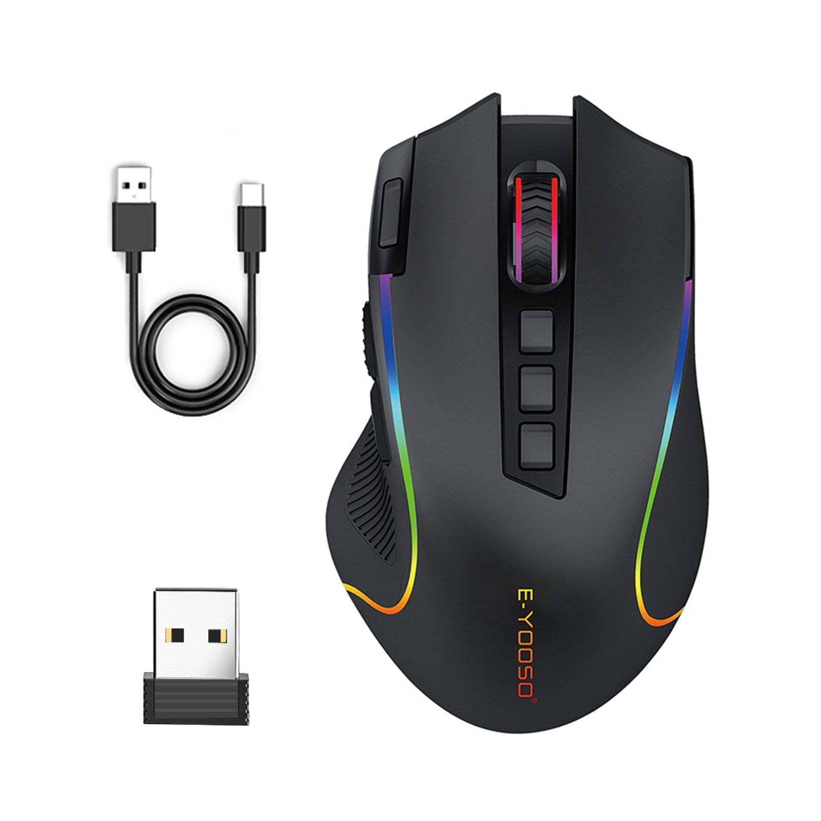 E-YOOSO X-11 Gaming Mouse; RGB Backlit; Professional Gaming Mouse; MMO 9 Programmable Buttons; With Macro Recording Side Buttons; Rapid Fire Button For Windows Computer Gamer; Black