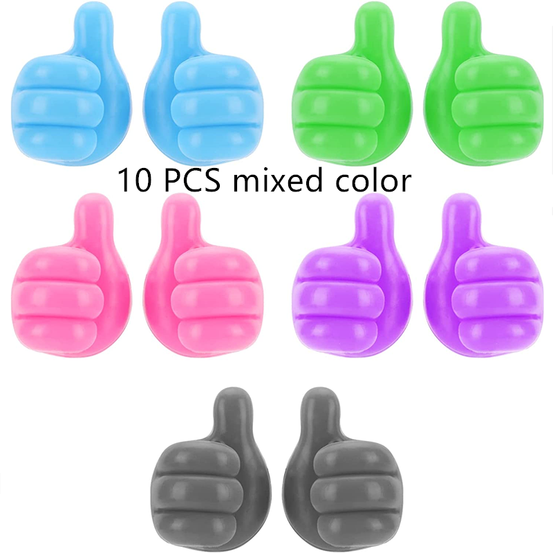 10 Pcs Thumb Shape Key Hooks Multifunctional Clip Holder Small Hand Wall Hooks Cute Car Adhesive Hooks Personalized Creative Non-marking Silicone Hooks