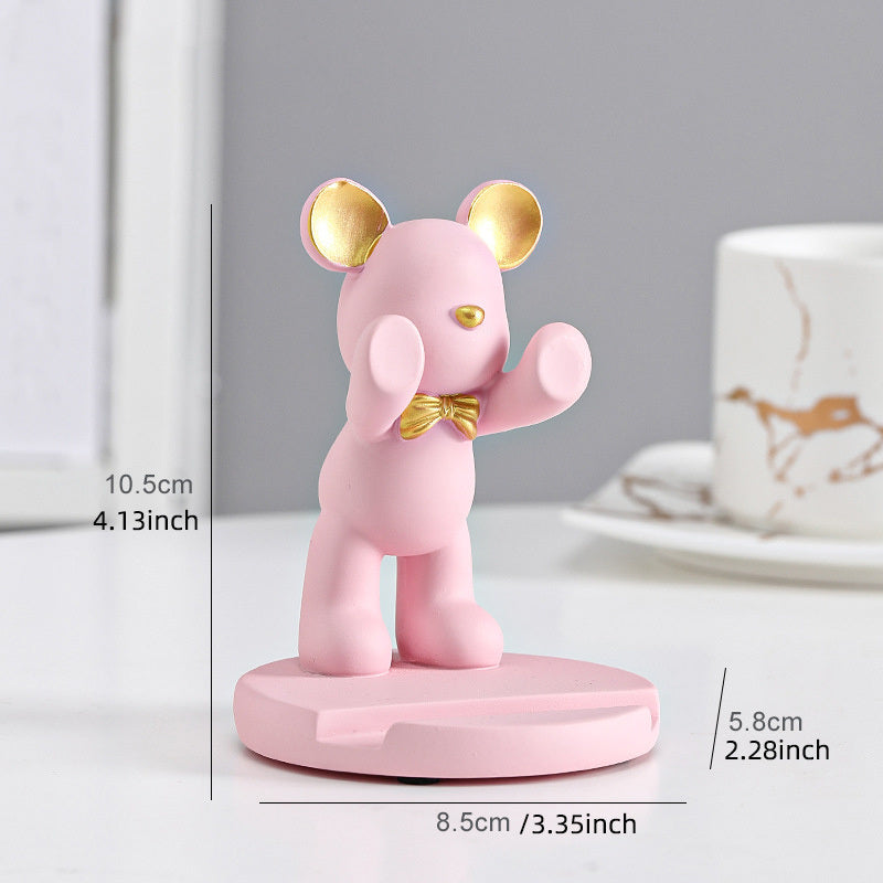 1pc Cute Bear Mobile Phone Stand Holder Kickstand; Home Accessories Decoration; Compatible With Apple Android Smartphones
