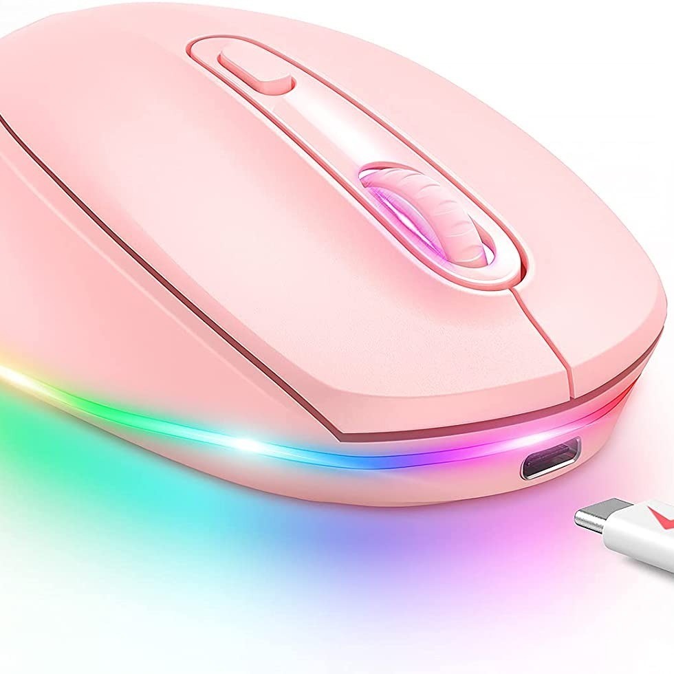 Wireless Mouse Rechargeable Quiet Click LED Rainbow Lights