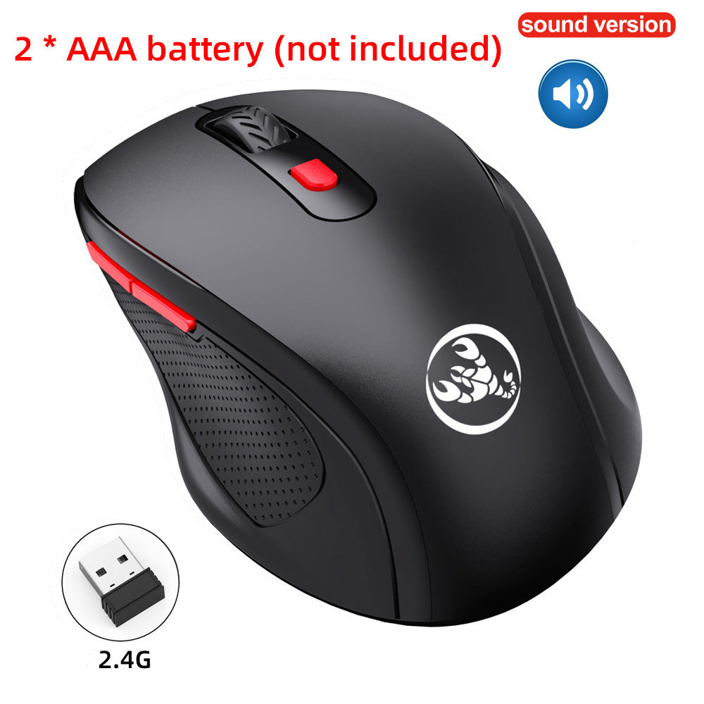 HXSJ 2023 New 2.4G USB Wireless Mouse 1600DPI Adjustable 6 Audible Button Black Suitable For Notebook Desktop Computer Without Battery Gift For Boyfriend/Valentines/Easter