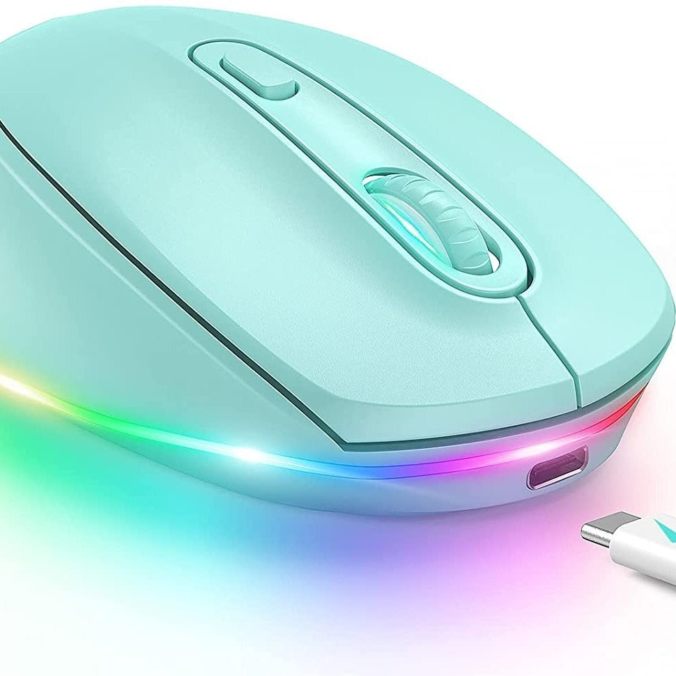 Wireless Mouse Rechargeable Quiet Click LED Rainbow Lights