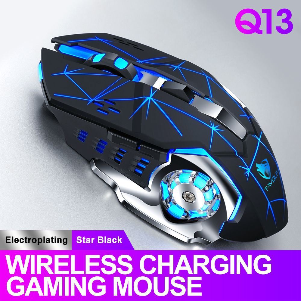 Wireless Charging Gaming Mouse; Rechargeable Ergonomic Mute Design For Office And Home