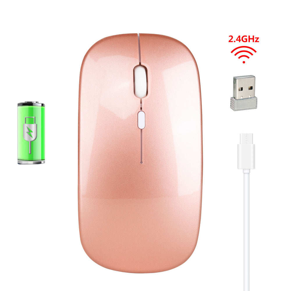 Wireless Mouse; Silent Cordless 2.4G USB BT Ultra Slim Rechargeable Mouse Compatible With Laptop; PC; Tablet; Windows