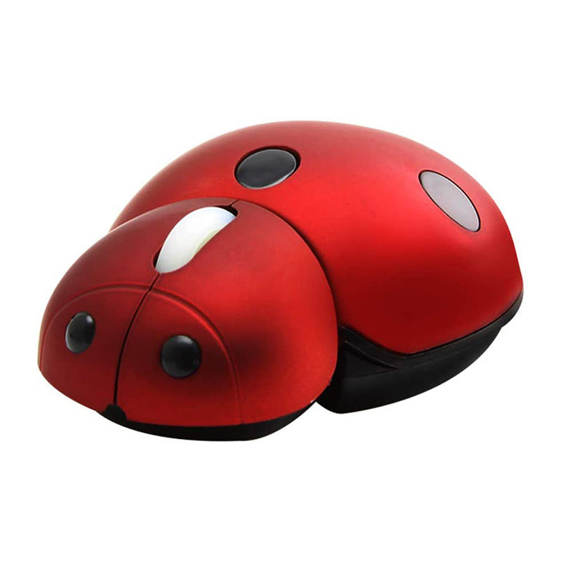 2.4G Wireless Mouse Cute Cartoon Ladybug Shaped 3000DPI USB Mini Mouse 3D Computer Optical Mouse For Laptop Computer Need A 7th Dry Battery To Use