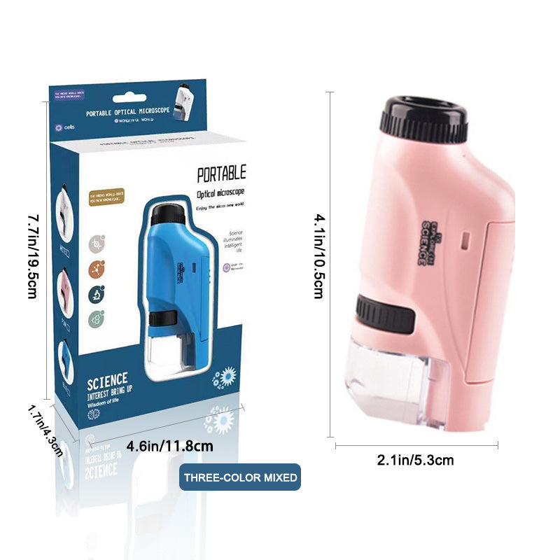 Mini Pocket Microscope Kit 60-120x Lab Handheld Microscope Battery Powered Microscope With LED Light Kids Science Microscope