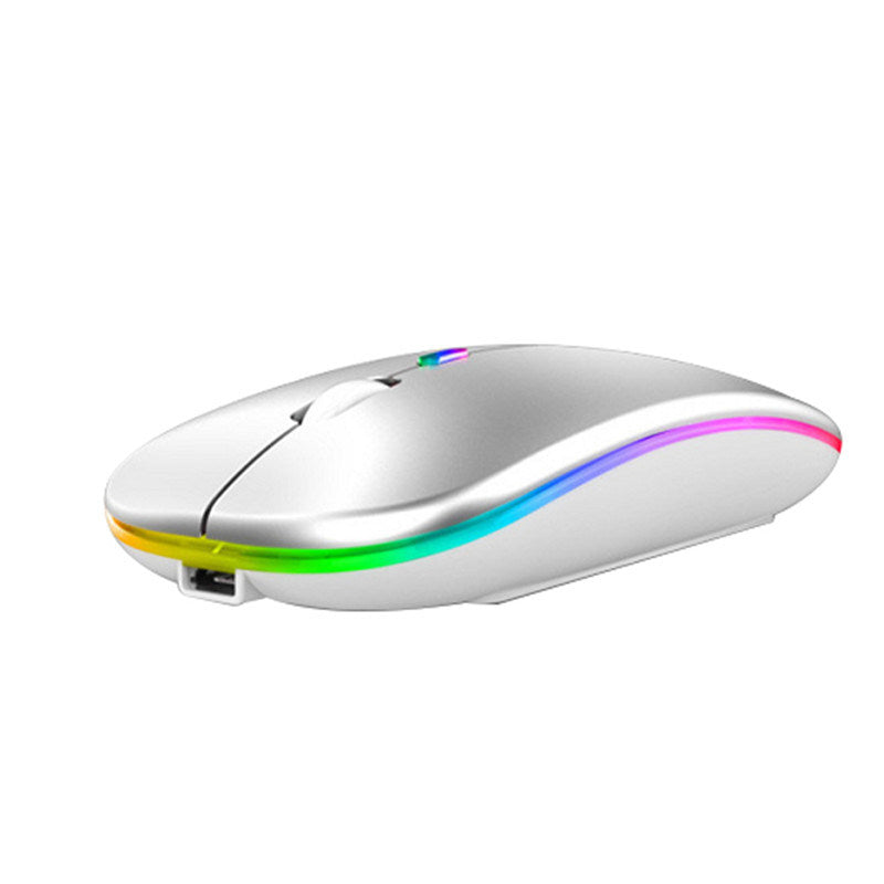 BT Ultra-thin 2.4G Wireless Mouse With LED Dazzle; Dual Mode Rechargeable Ultra-long Life Wireless Mouse For Windows/ios System Laptops And PC Computers