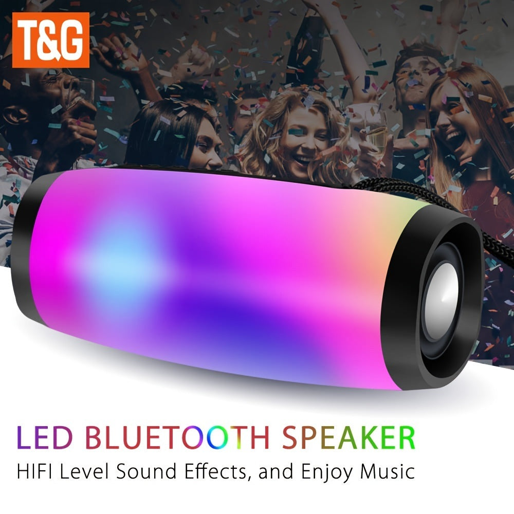 Wireless Speaker; Waterproof Speaker With Colorful LED Light; Portable Outdoor 3D Stereo Bass Luminous Speaker