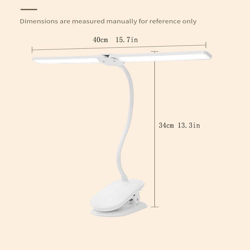 1pc Rechargeable USB Plug-in Clip Table Lamp; Double Heads Dimmable Eye Protection LED Lighting Table Lamp; Children Student Study Night Light Reading Lamp For Dormitory Bedroom Lighting