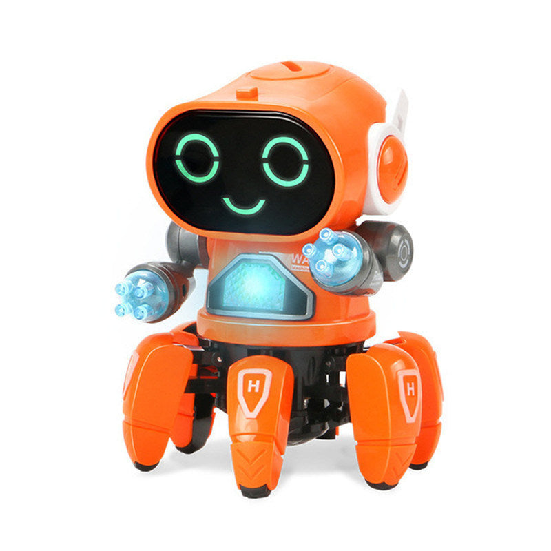 Kids Electric Robot Toy; Cute 6-Claws LED Light Musical Dancing Robot; Educational Interactive Toys; Children's Toy; Gift For Boys
