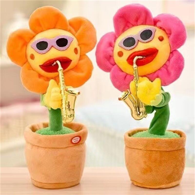Electric Sunflower Flower Toy; Musical Singing Dancing Repeating Talking Sunflower; Soft Funny Creative Sunflower Plush Toy