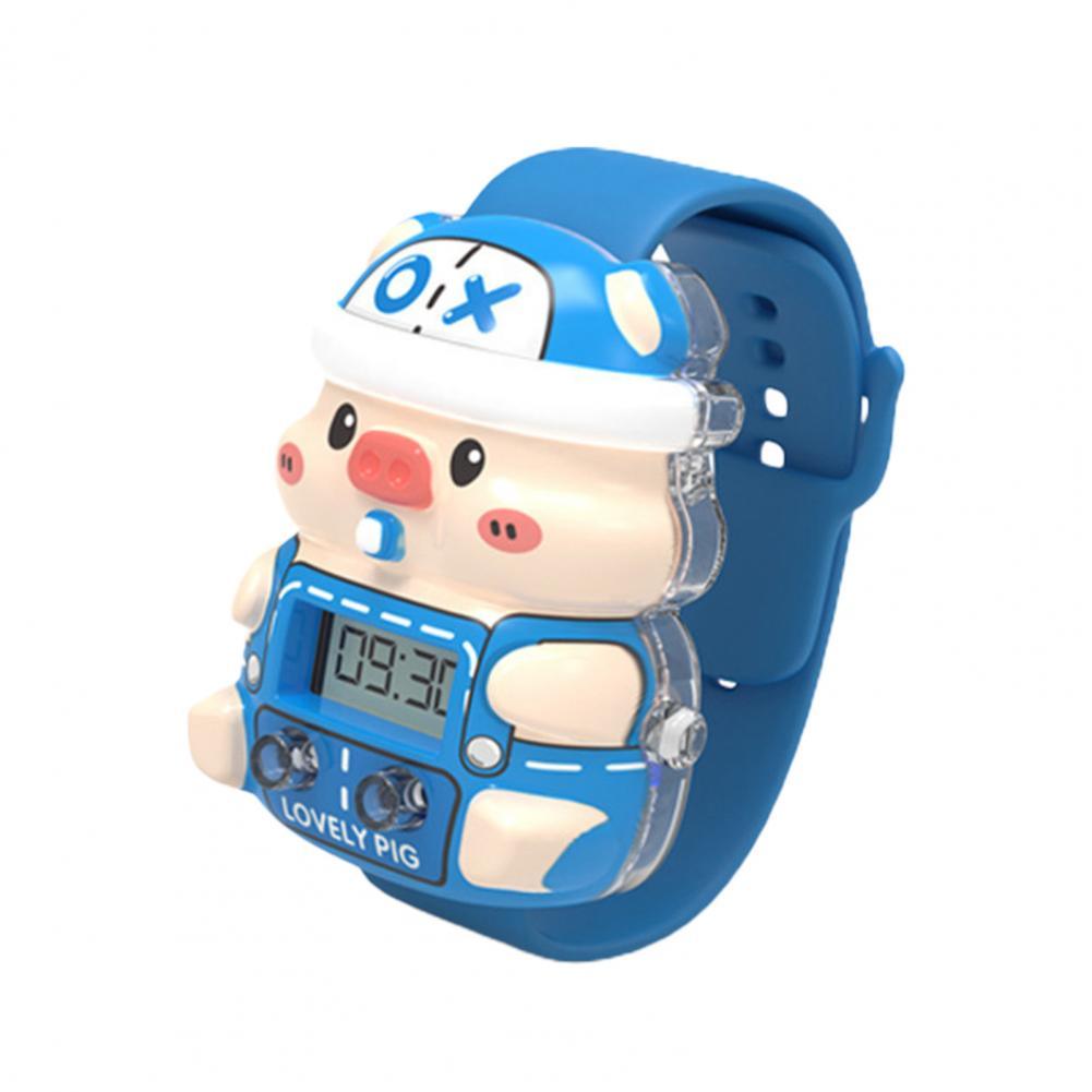Digital Watch For Children Cartoon Piggy Shape; Cartoon Watch Adjustable Wrist Strap Colored Lights LCD Screen Toddler Cute Piggy Shape Electronic Watch Toy For Children