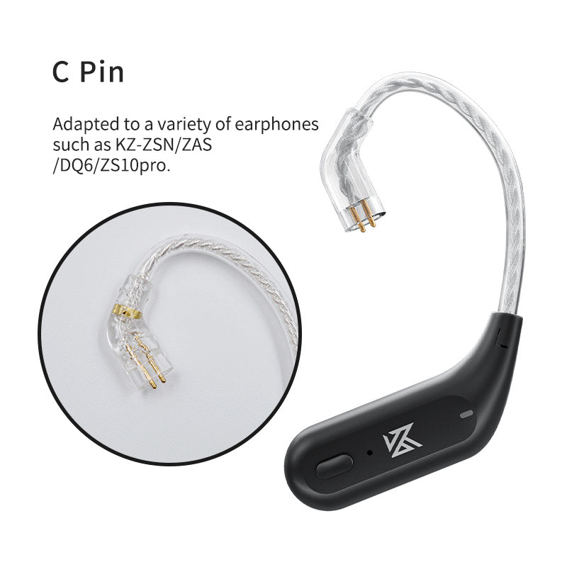 KZ AZ09 Wireless Upgrade Cable Bluetooth-compatible 5.2 HIFI Wireless Ear Hook C PIN Connector With Charging Case