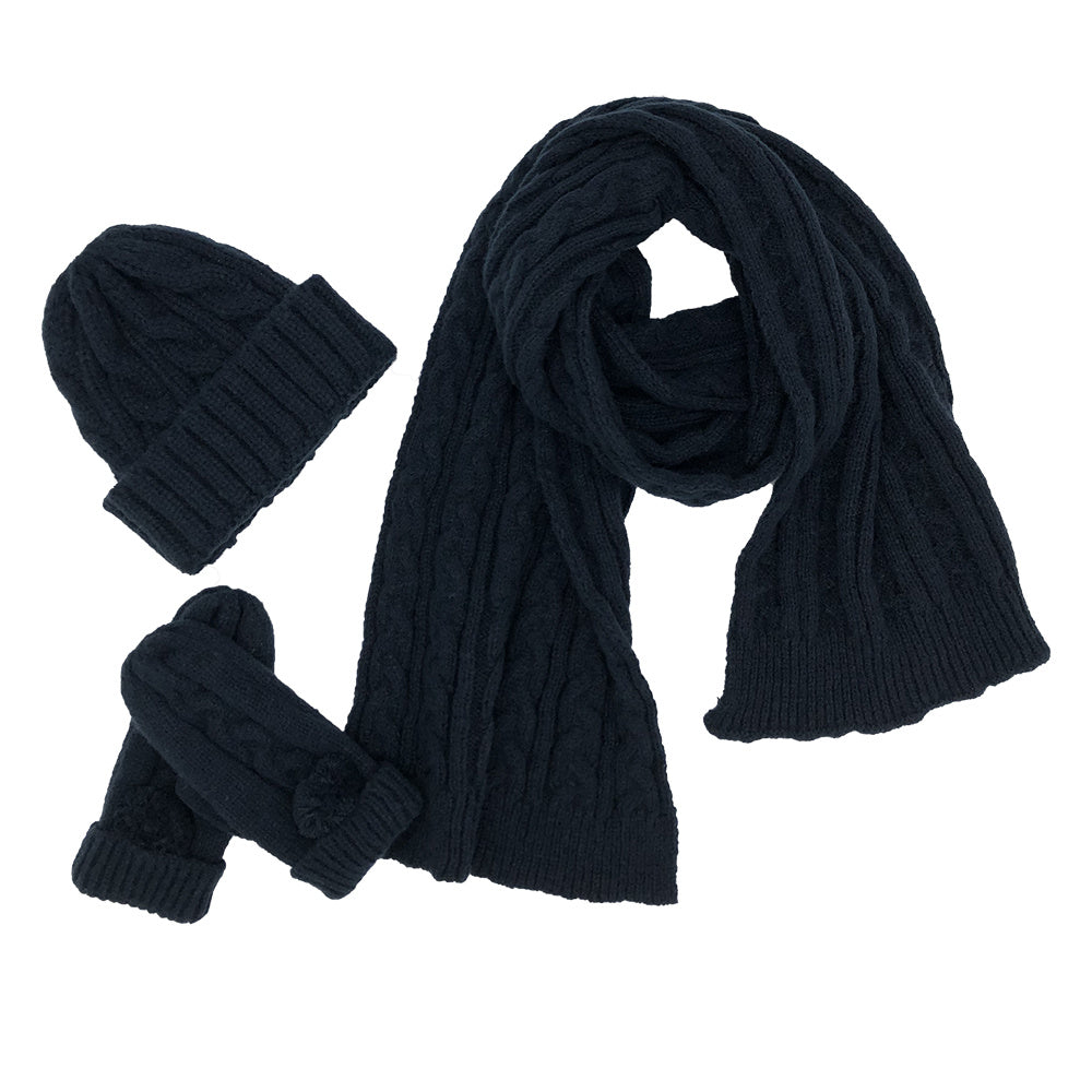 Schintoch 3pcs/set Knitted Hat Men Women's Winter Hats With Scarves Gloves Thick Warm Fashion Hat Men Caps