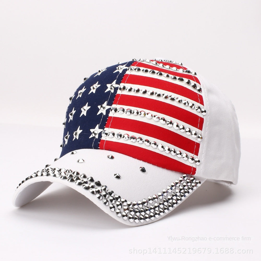 Spring and summer drilling rivet baseball cap American flag advertising cap Trump Trump election visor