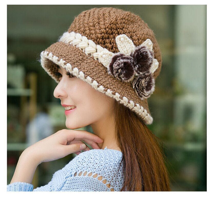 Brand New Warm Hat Winter Women Earmuffs Wool Cap Pretty Knitted Hats Female Autumn Winter Fashion Beanies Hat