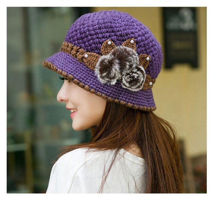 Brand New Warm Hat Winter Women Earmuffs Wool Cap Pretty Knitted Hats Female Autumn Winter Fashion Beanies Hat