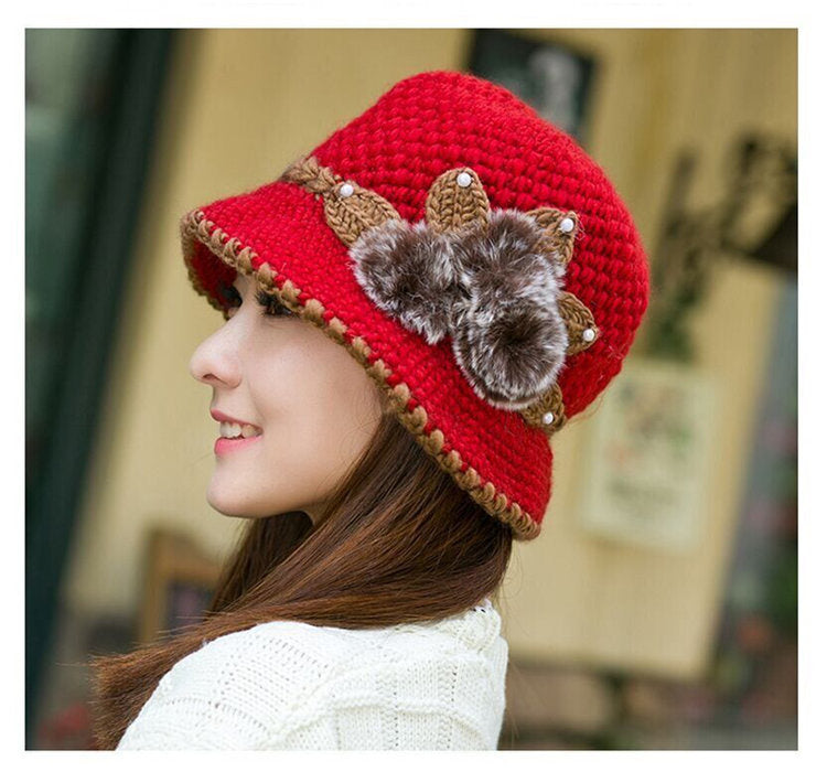 Brand New Warm Hat Winter Women Earmuffs Wool Cap Pretty Knitted Hats Female Autumn Winter Fashion Beanies Hat