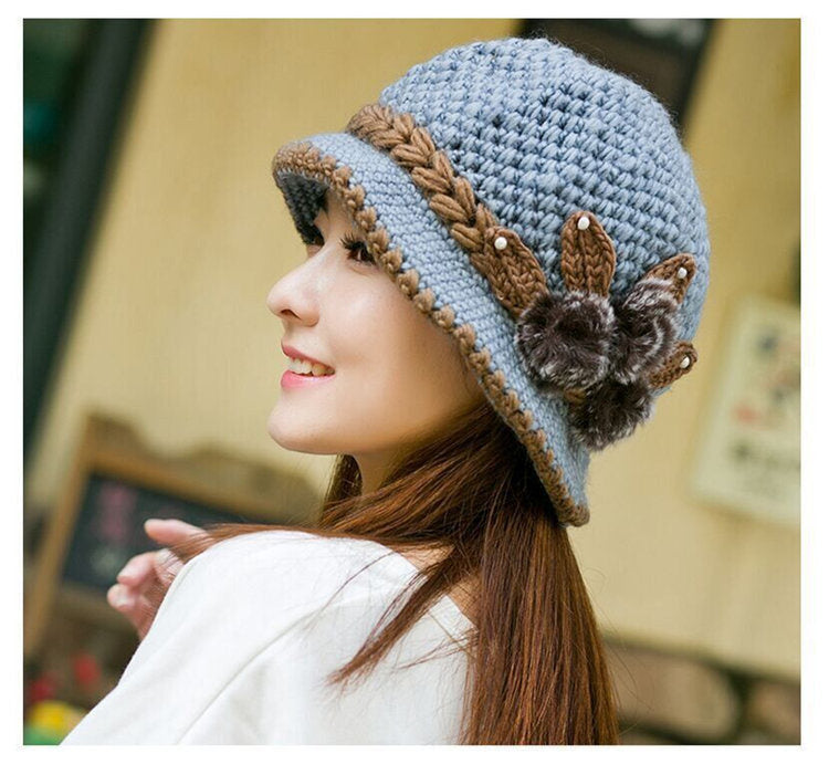 Brand New Warm Hat Winter Women Earmuffs Wool Cap Pretty Knitted Hats Female Autumn Winter Fashion Beanies Hat