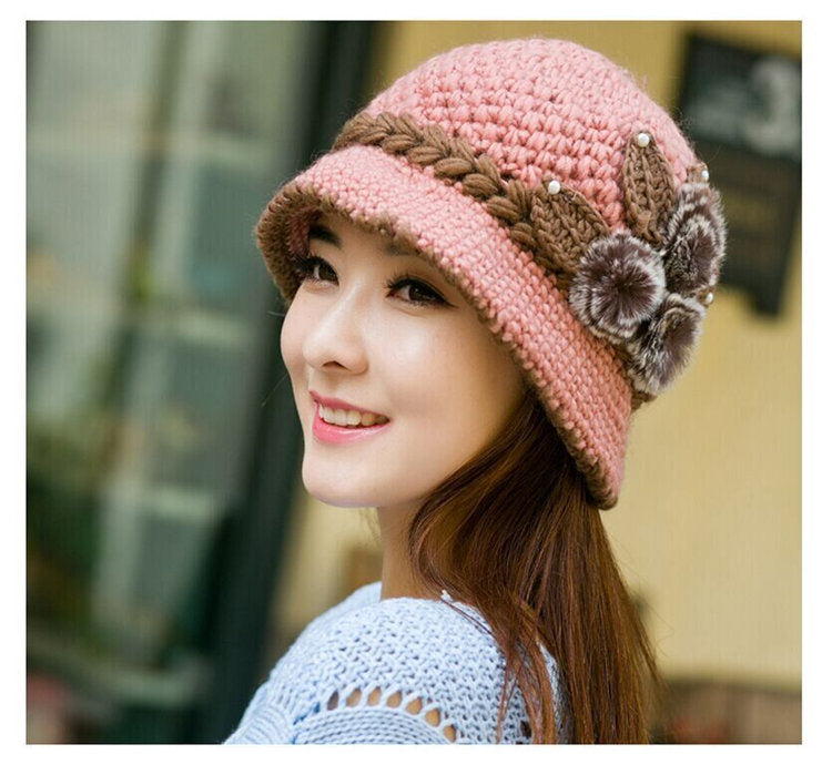 Brand New Warm Hat Winter Women Earmuffs Wool Cap Pretty Knitted Hats Female Autumn Winter Fashion Beanies Hat