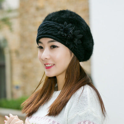 New Arrival Elegant Women Knitted Hats Rabbit Fur Cap Autumn Winter Hat Ladies Female Fashion Skullies Beret Hat